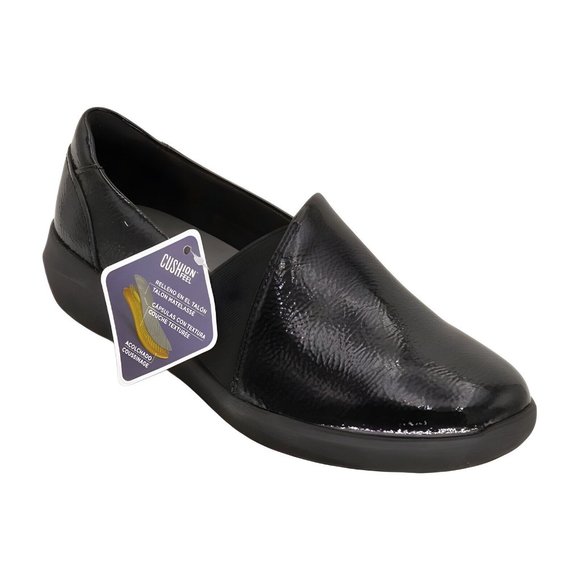 Clarks Shoes - Clarks Womens Kayleigh Step Loafer, Black Synthetic, Size 10